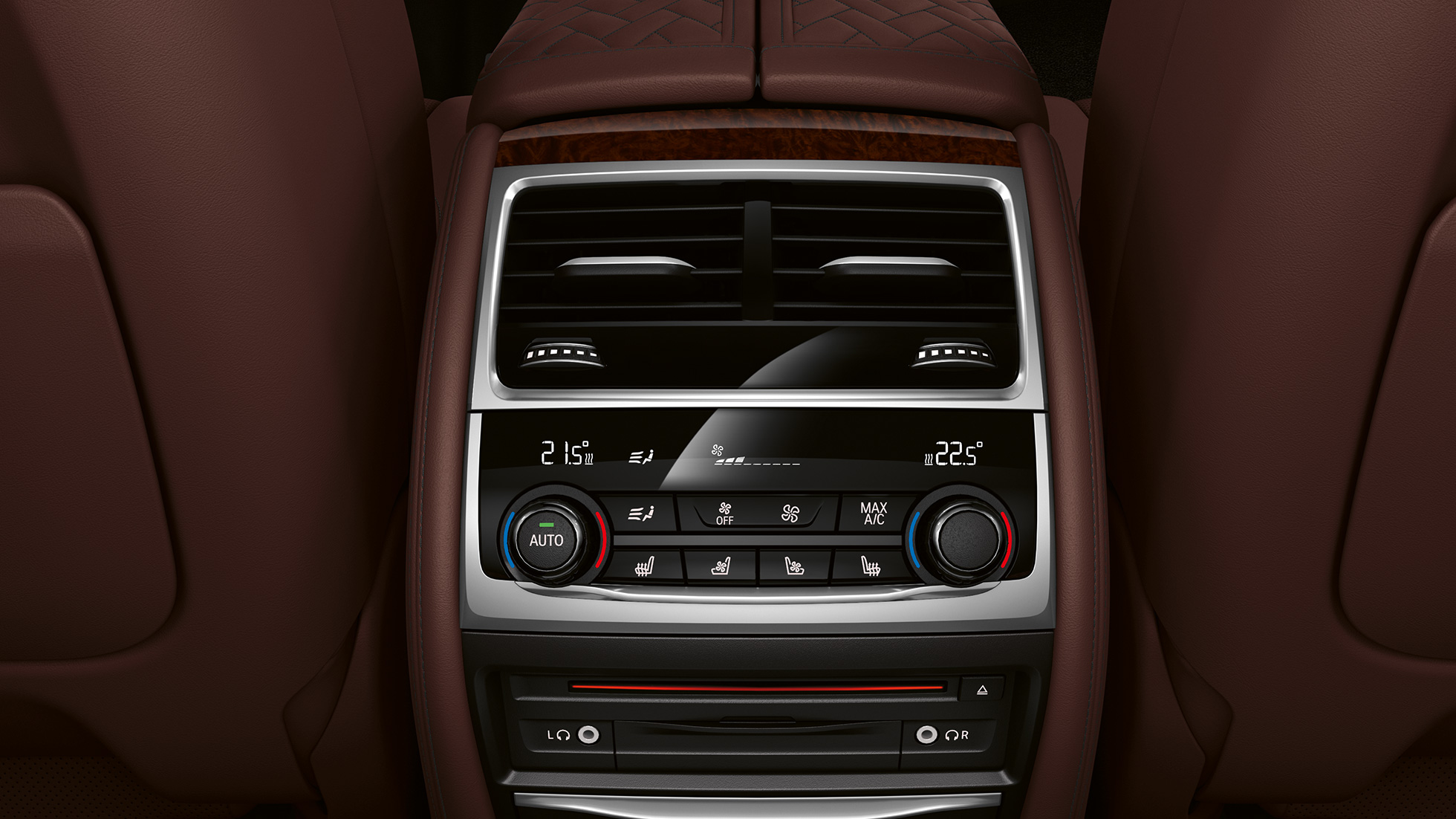 BMW Série 7 Berline avec Kit M Sport, système de régulation de la climatisation BMW Série 7 Berline avec Kit M Sport : vue en gros plan du système de régulation de la climatisation